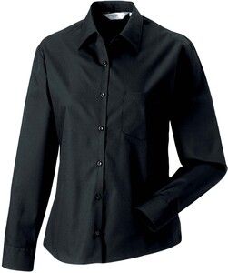 Russell Collection RU936F - Ladies' Long Sleeve Pure Cotton Easy Care Poplin Shirt Black