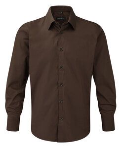 Russell Europe R-946M-0 - Fitted Longsleeve Stretch Shirt Chocolate