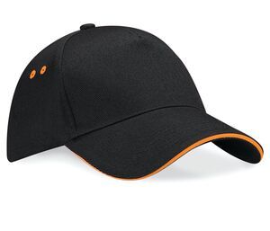 Beechfield BC15C - Ultimate Contrast 5 Panel Sandwich Peak Cap Black/ Orange