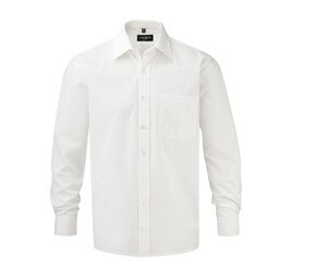 Russell Collection JZ936 - Men's 100% Cotton Poplin Shirt White