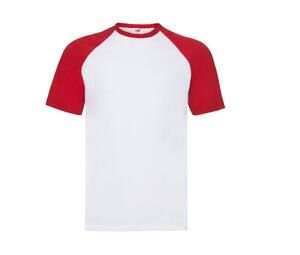 Fruit of the Loom SC237 - Short Sleeve Baseball T (61-026-0) White/Red