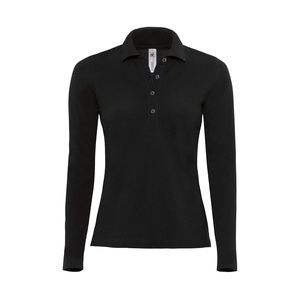 B&C BC426 - Women's long-sleeved saffron polo shirt Black