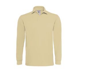 B&C BC445 - Men's Long Sleeve Polo Shirt 100% Cotton Sand