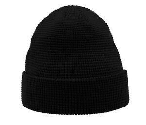 Atlantis AT186 - Waffle knit beanie. Black