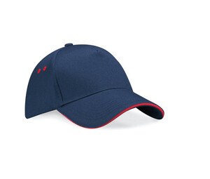 Beechfield BF15C - 5 Panel Cap 100% Cotton French Navy / Classic Red
