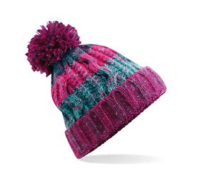 Beechfield BF486 - Corkscrew beanie with pompom Winter Berries