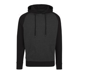 Build Your Brand BY077 - Hoodie Sweatshirt Raglan Charcoal/ Black
