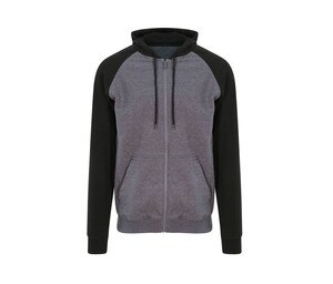 AWDIS JUST HOODS JH063 - Zipped Baseball Sweatshirt Charcoal/ Black