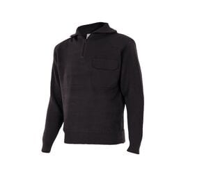 VELILLA VL101 - THICK PULLOVER WITH STAND-UP COLLAR Black