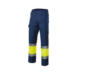 VELILLA VL157 - HIGH-VISIBILITY TWO-TONE PANTS Navy/Fluo Yellow