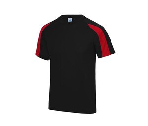 Just Cool JC003 - Contrast sports t-shirt Jet Black / Fire Red