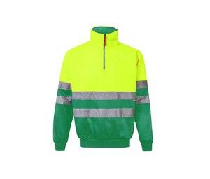 VELILLA V5701 - High visibility two-tone zipped sweatshirt Fluo Yellow / Green