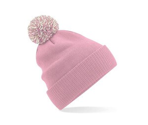 Beechfield BF450 - Beanie with Pompom Dusky Pink / Off White