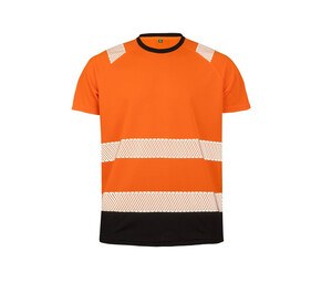 Result RS502X - High visibility t-shirt in recycled polyester Fluo Orange / Black