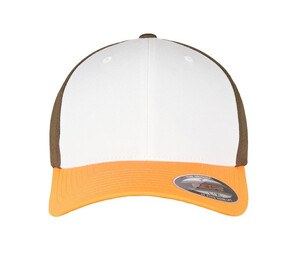 FLEXFIT 6277TT - Tricolour cap Neon Orange / White / Olive