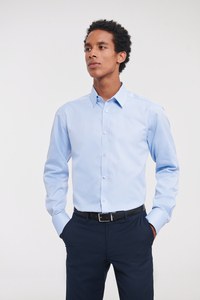 Russell Collection RU962M - Mens Long Sleeve Herringbone Shirt